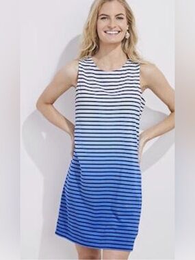 NWT $119 vineyard Vines Blue Ombre Striped Sleeveless Shift Dress